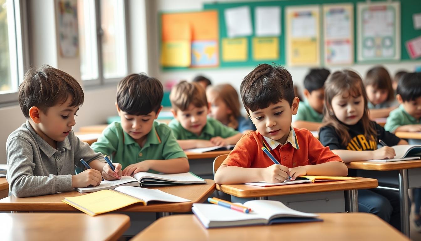 Student using learning strategies while studying