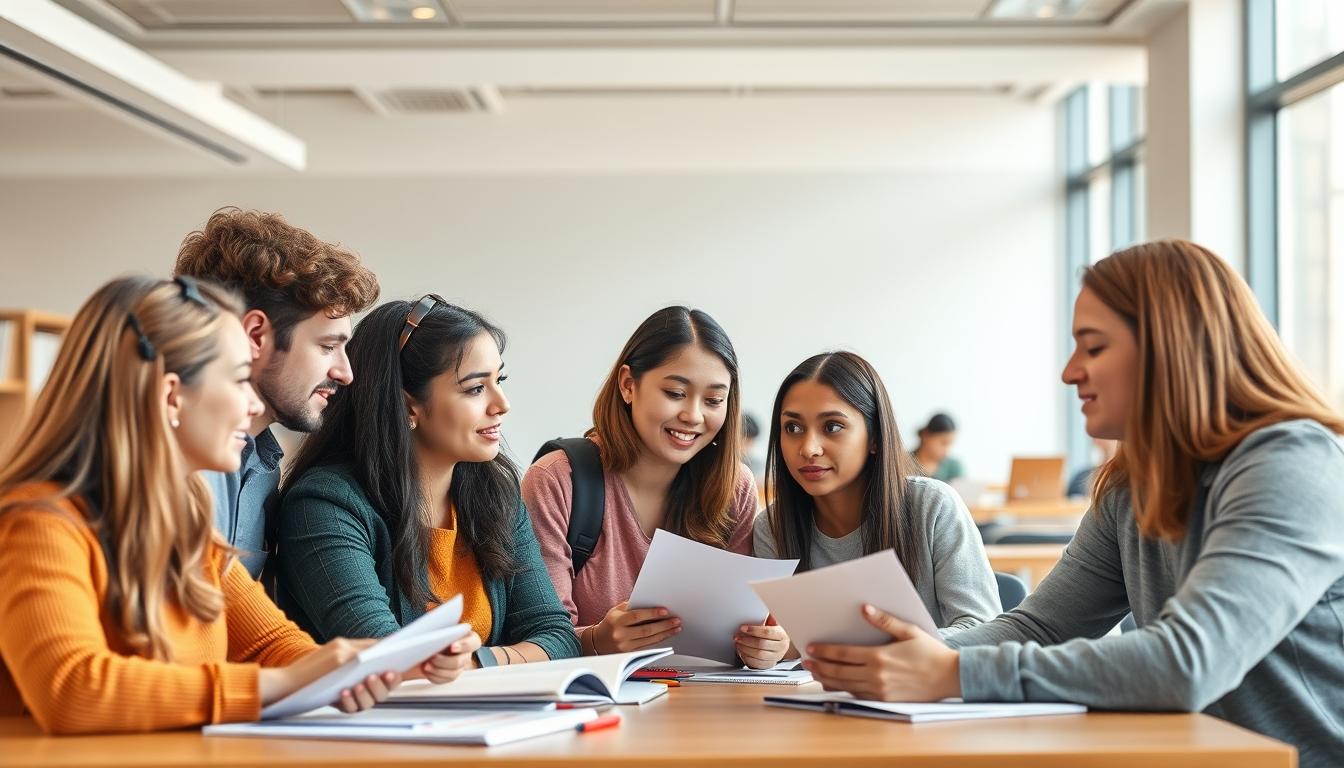 Student using a study guide to organize academic notes